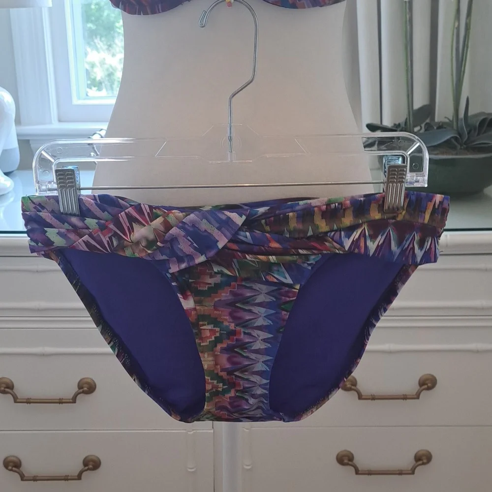 Becca By Rebecca Virtue Womens Two Piece Bikini Set Aztec Print Lined Padded S&M